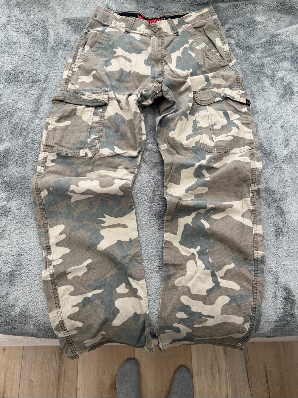Wrangler Men's Camo Cargo Pants in Beige, Green, Gray